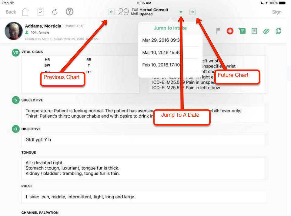 How Do I Move Between Appointments in a Patient Chart?